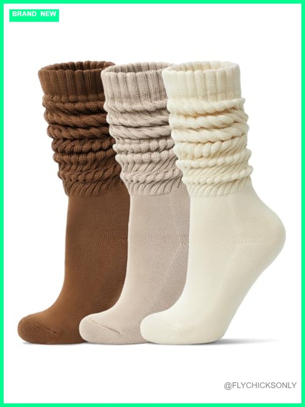 Women's Slouch Socks Cotton Blend Knee-High Boot Scrunch Socks 3 Pairs